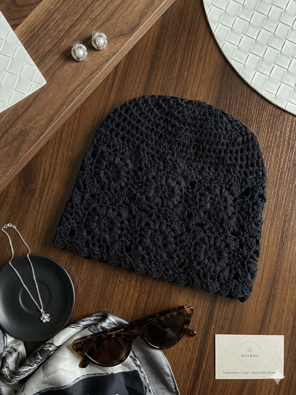 Black Crochet Beanie